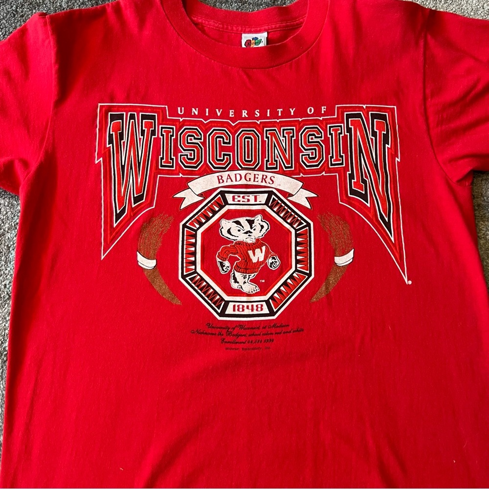 Vintage 90s Midwest Embroidery Wisconsin Badgers Bucky Shirt Large Single Stitch - Picture 9 of 13